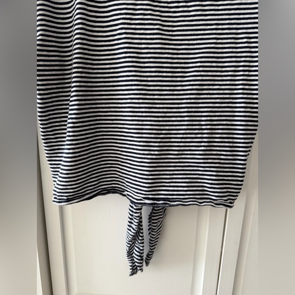 Zara Navy & White Striped Tie Back Crop Top Size S | Open Back Cotton Tee - Picture 5 of 8